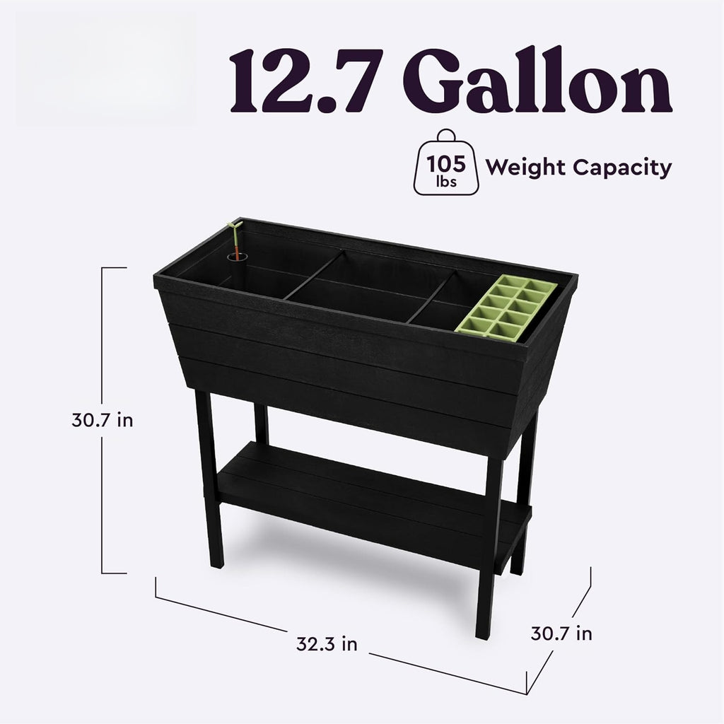 Grey Self-Water Garden Planter Bed