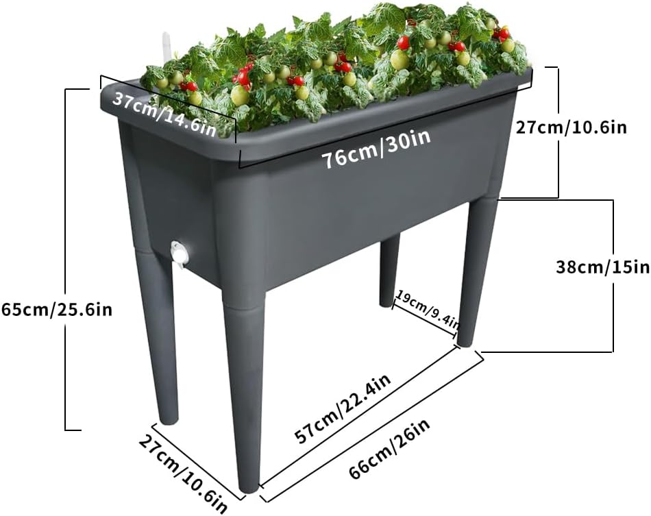 Four Grey Self-Watering Planters
