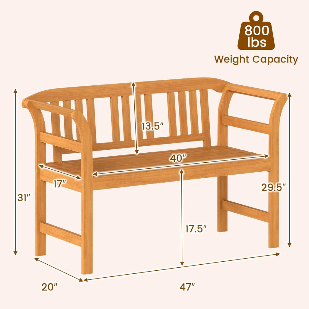 Acacia Wood Two Person Patio Bench