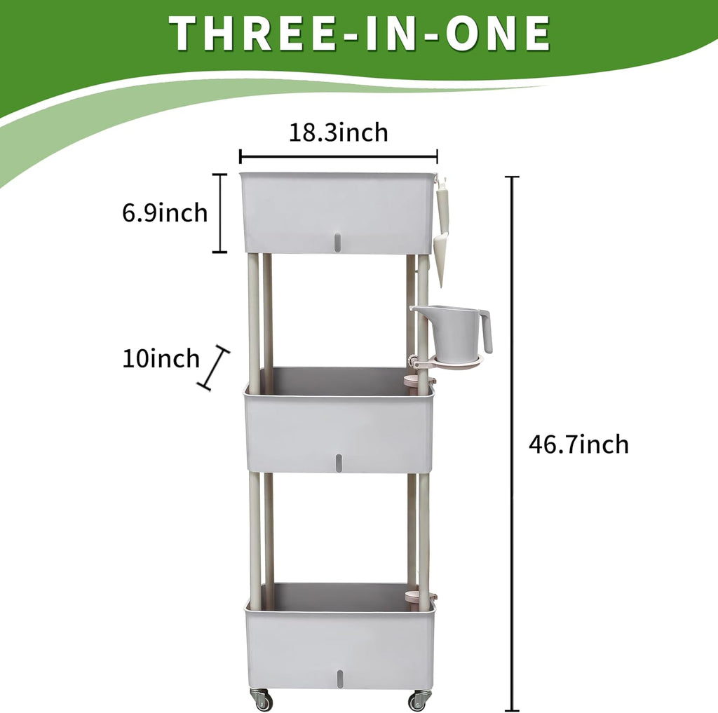 Three-Tier Wheeled Self-Water Planter
