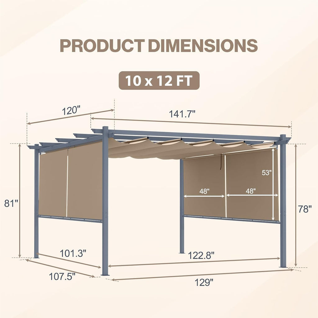 Brown Retractable Canopy Pergola