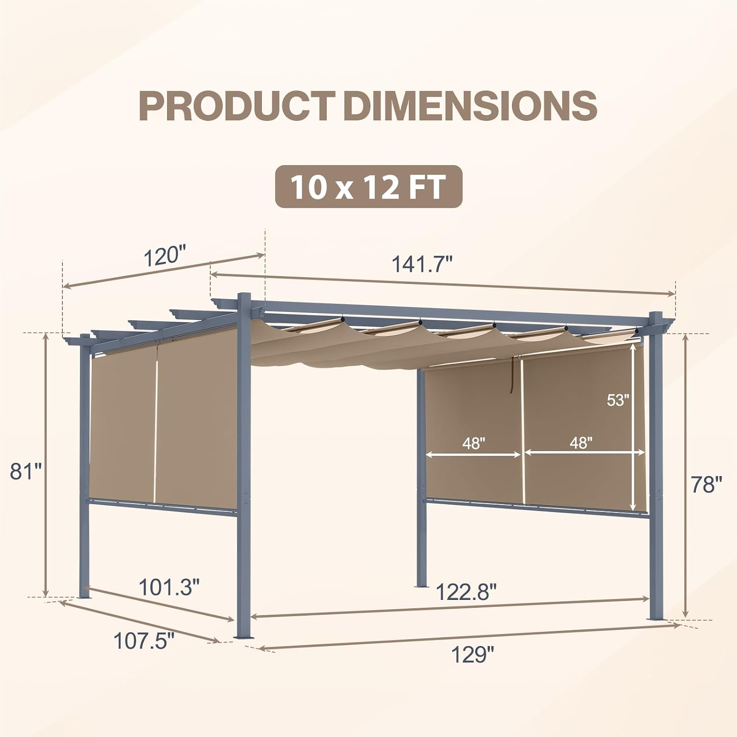 Brown Retractable Canopy Pergola