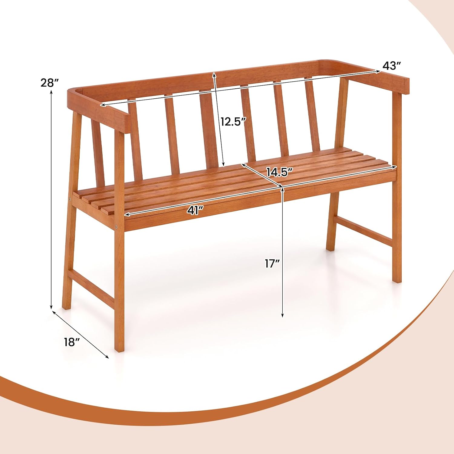 Eucalyptus Wood Two Seat Bench