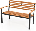 Acacia Wood Metal Frame Bench