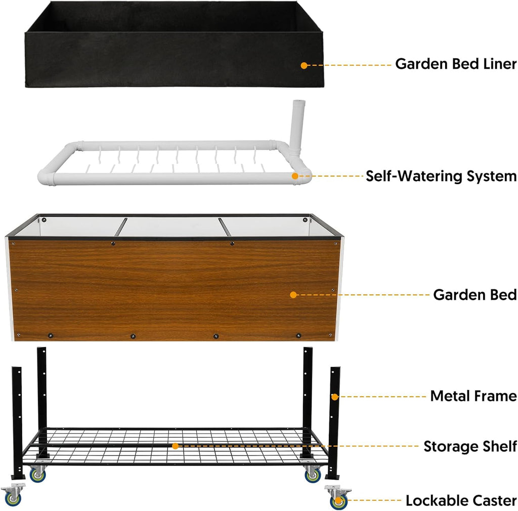 Wheeled Self-Watering Planter Box