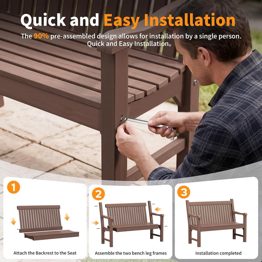 Brown Weatherproof Two Seat Bench