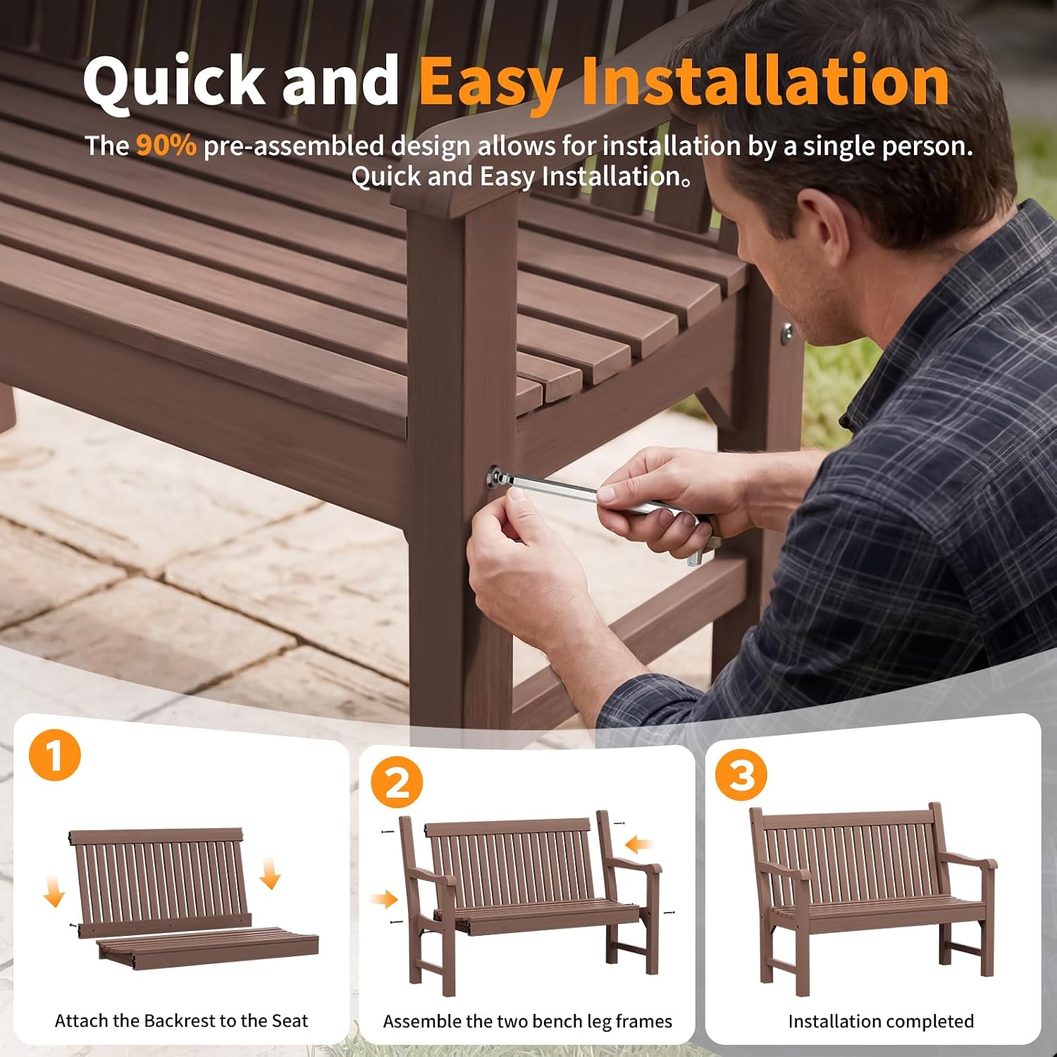 Brown Weatherproof Two Seat Bench
