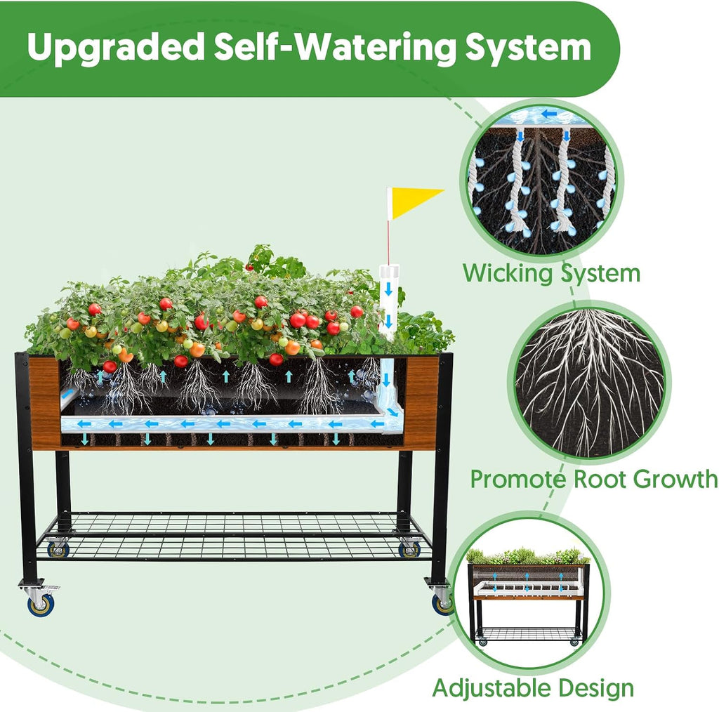 Wheeled Self-Watering Planter Box