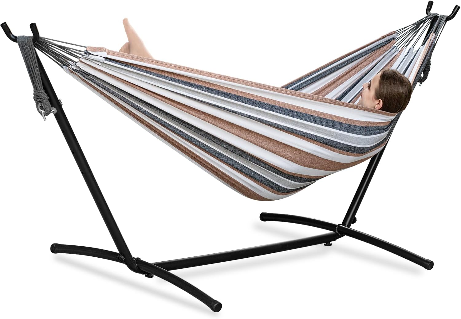Coffee Double Hammock Stand Set
