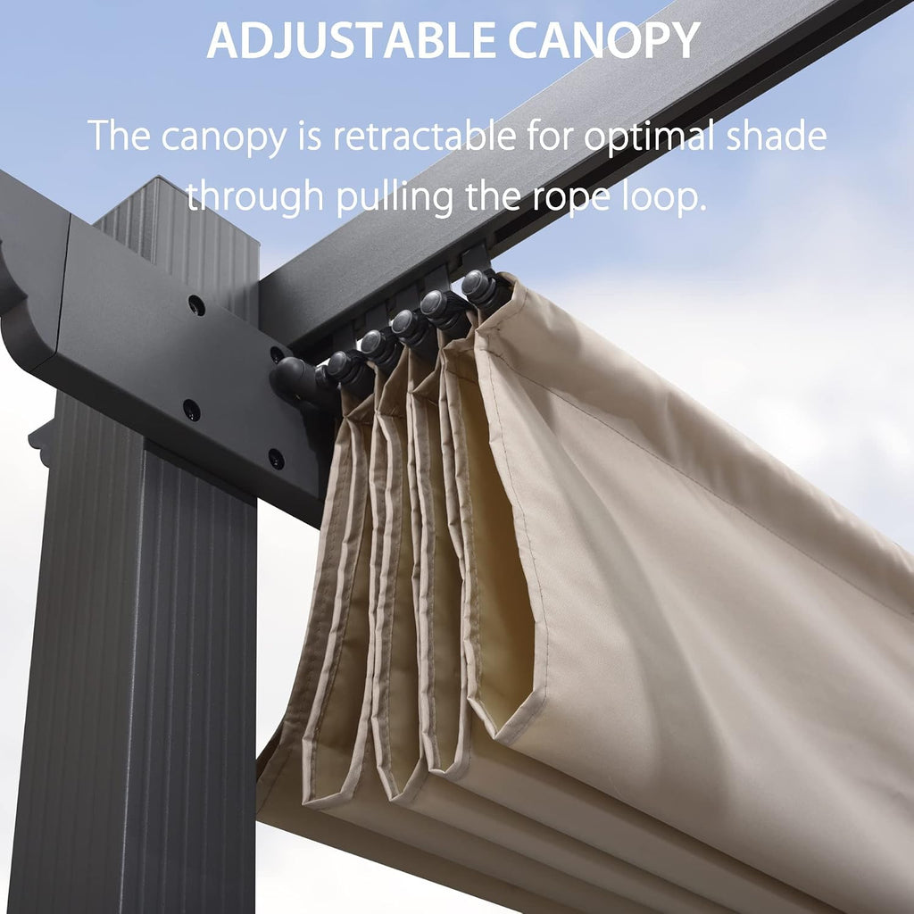 Beige Retractable Patio Pergola