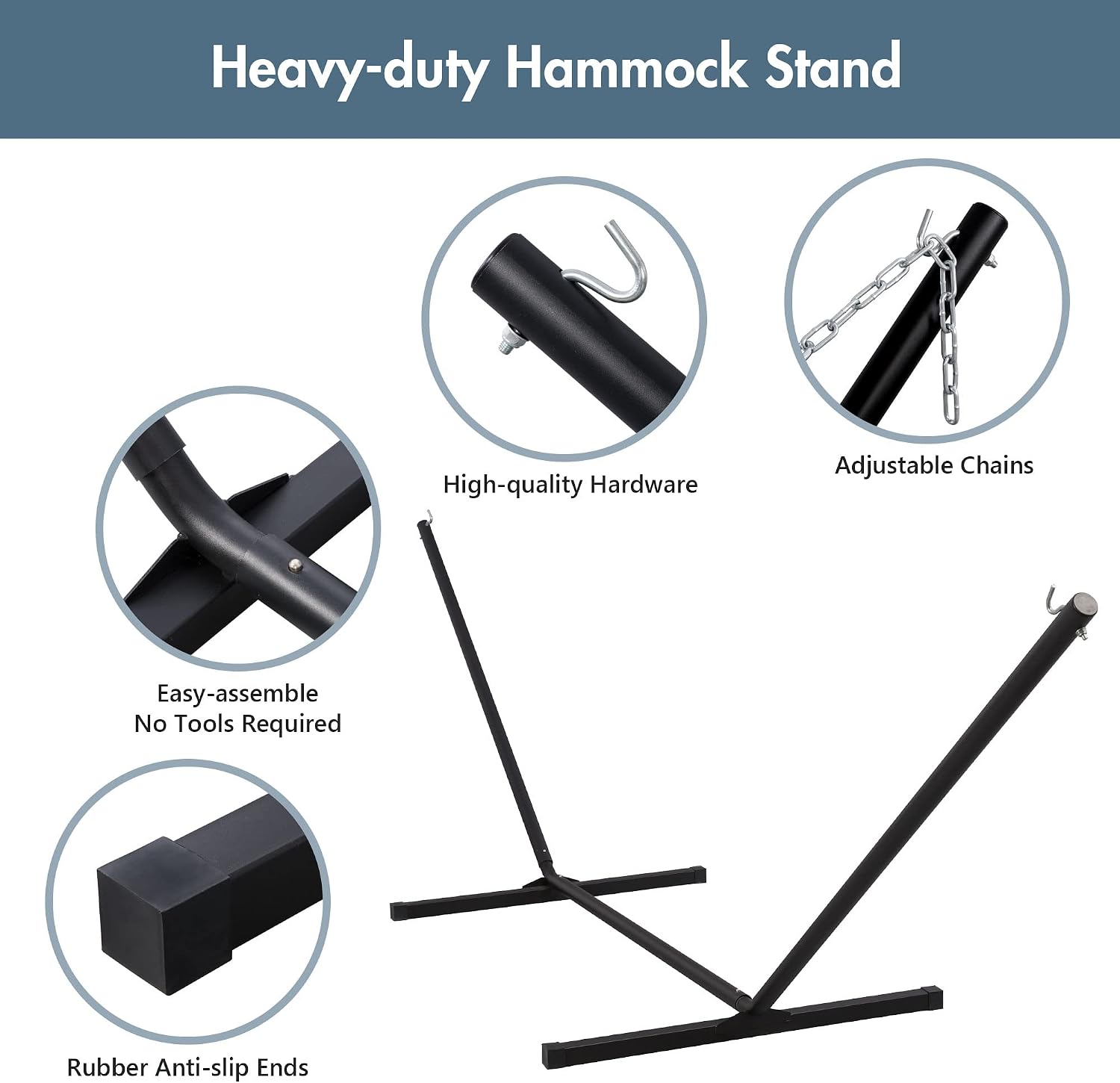 Blue Hammock Steel Stand Combo