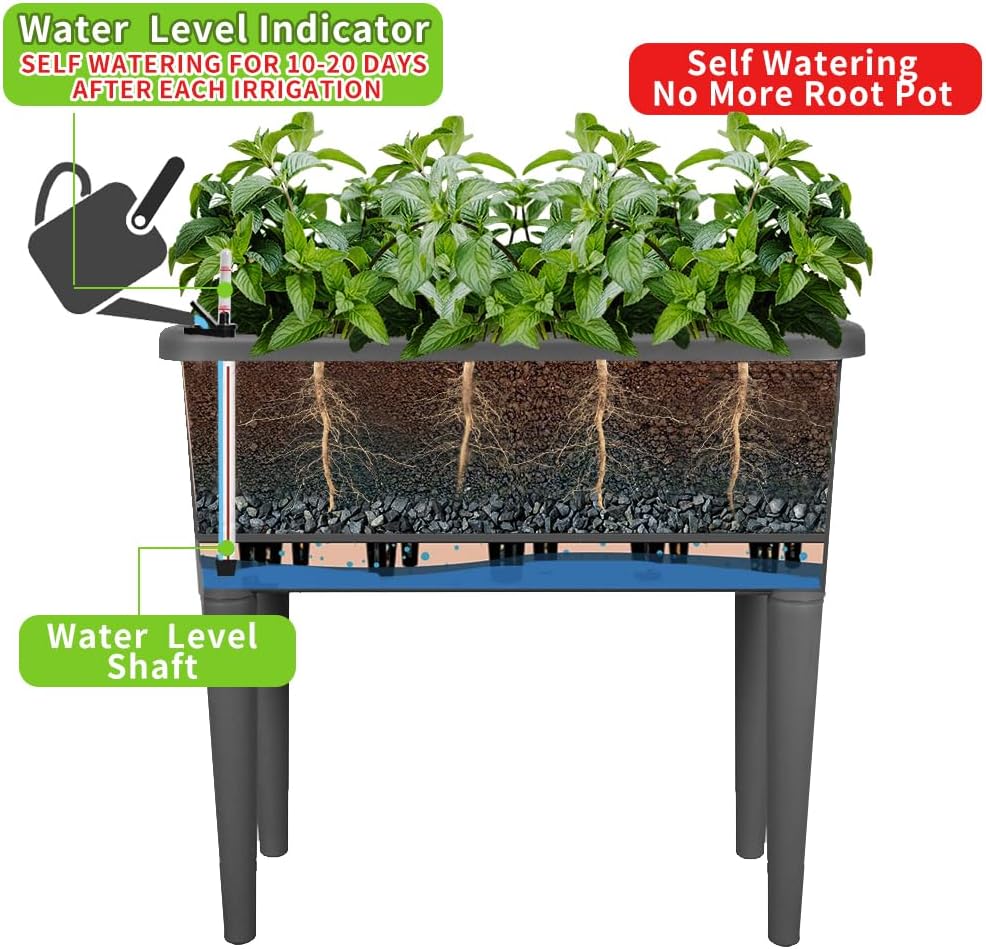 Four Grey Self-Watering Planters