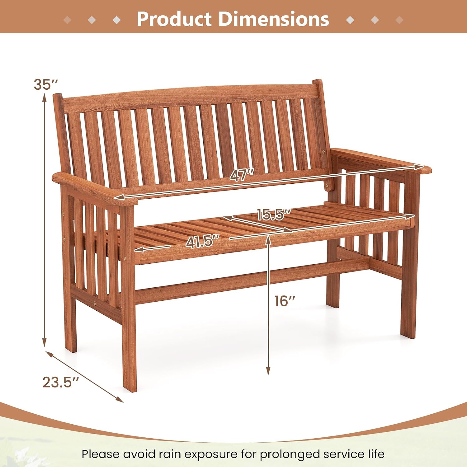 Wooden Dual Seat Garden Bench