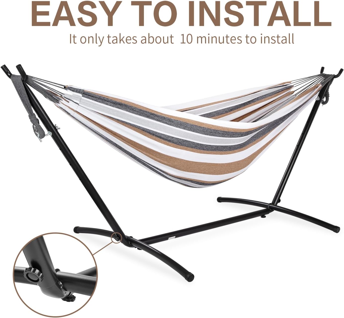 Coffee Double Hammock Stand Set