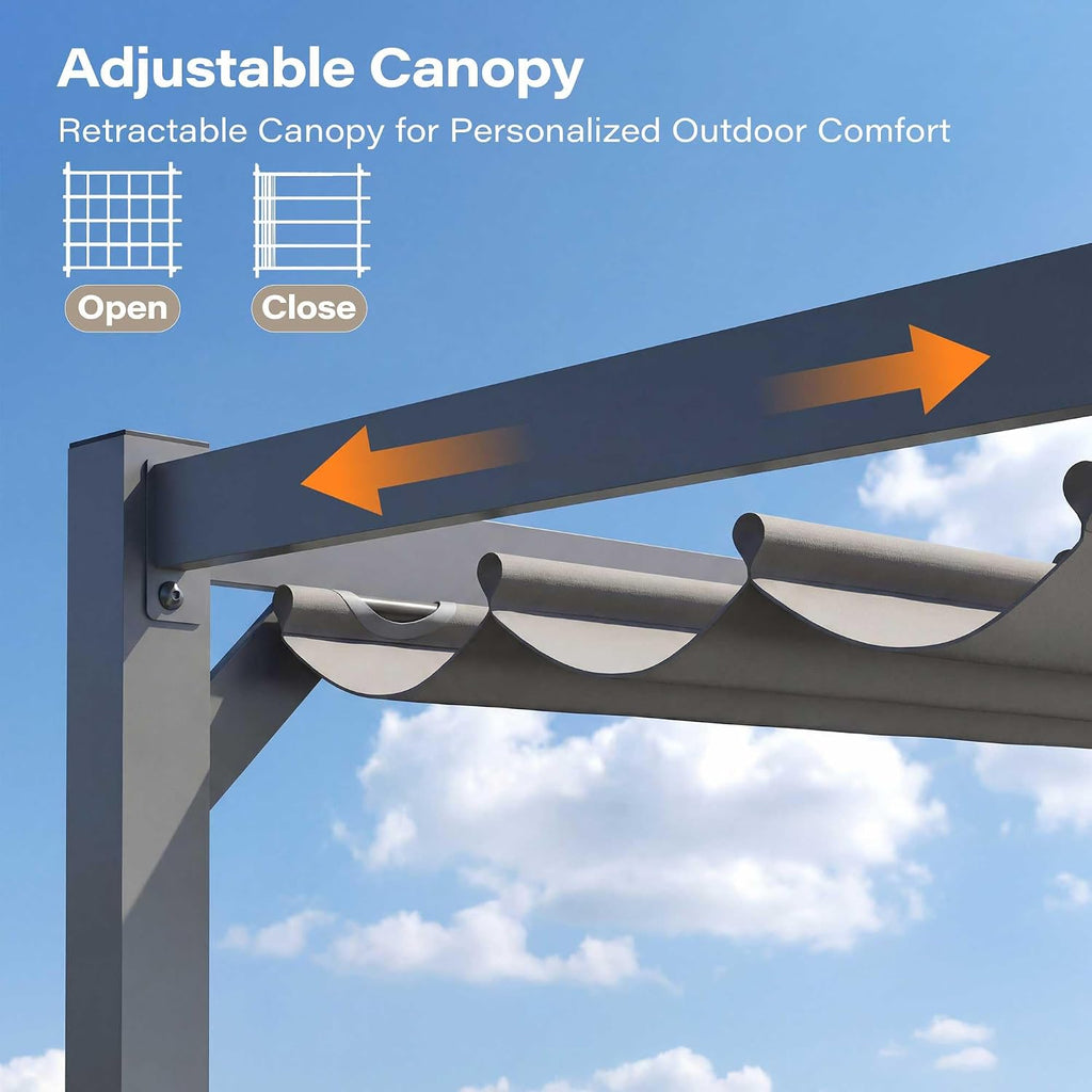 Grey Retractable Aluminum Pergola