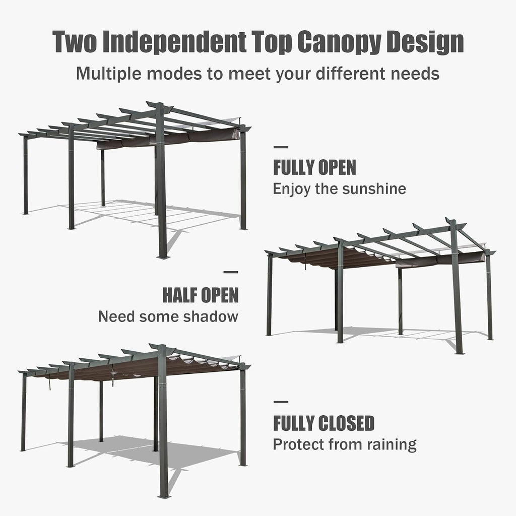 Gray Retractable Canopy Pergola