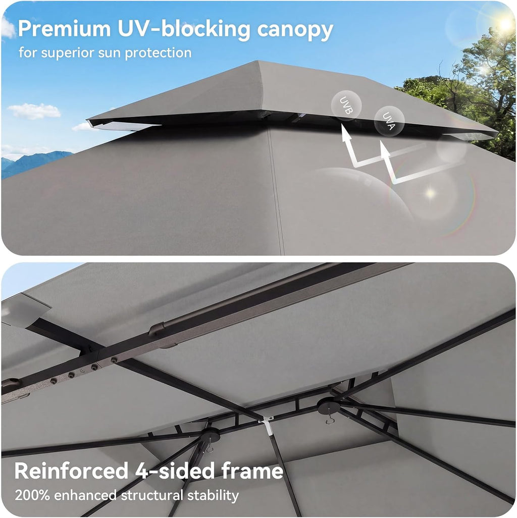 Double Roof Grey Outdoor Gazebo