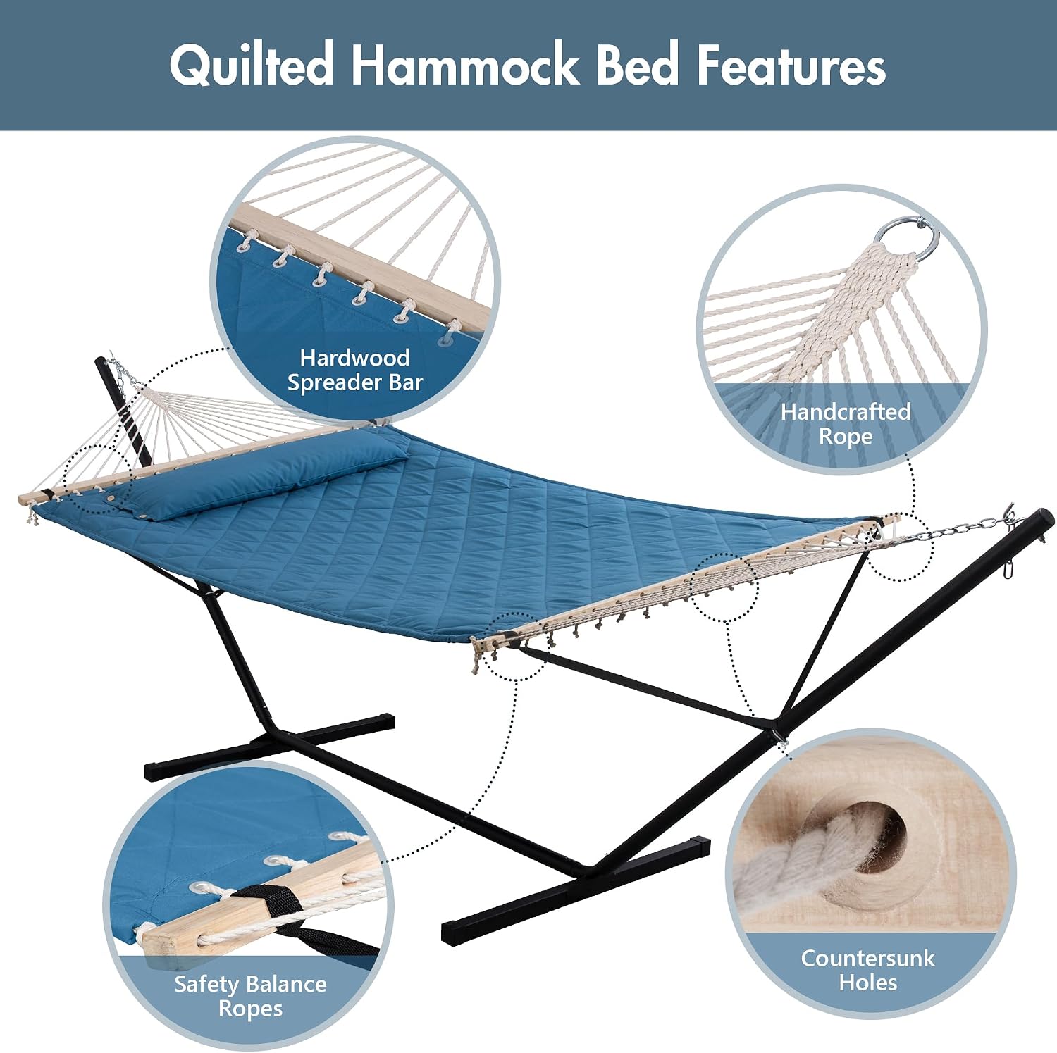Blue Hammock Steel Stand Combo