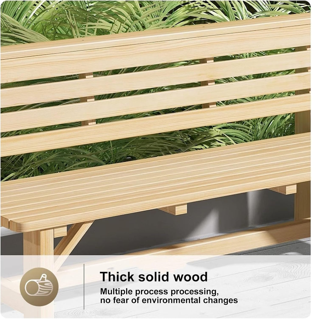 Solid Wood Two Seater Garden Bench
