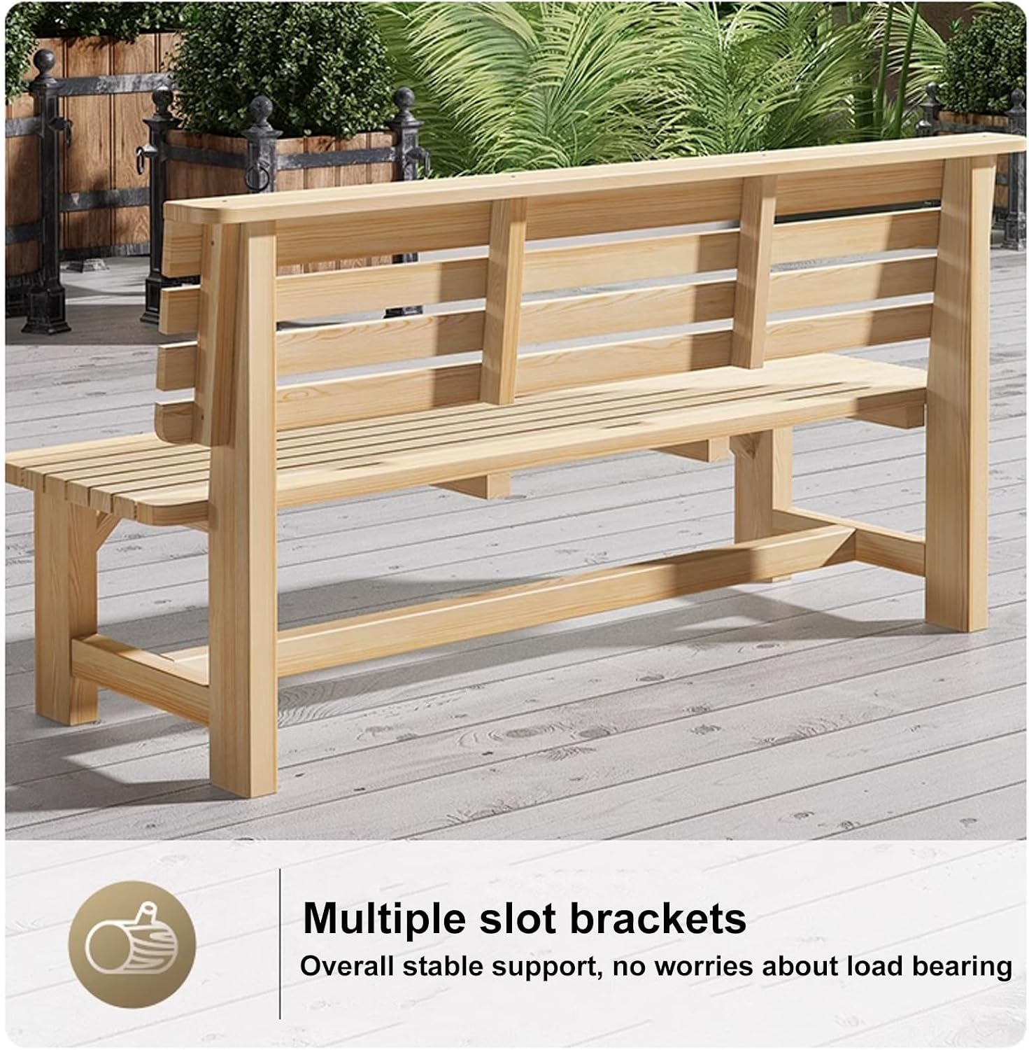 Solid Wood Two Seater Garden Bench