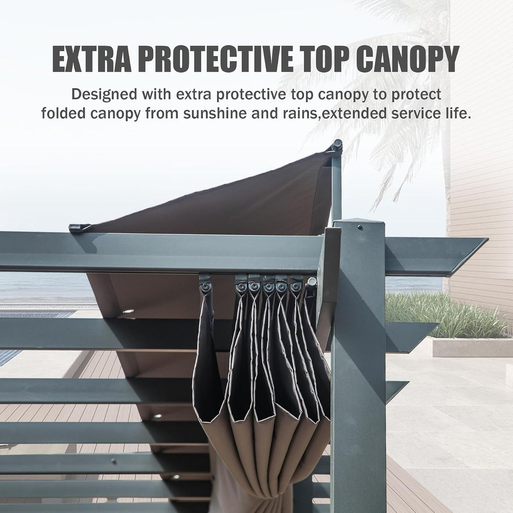 Gray Retractable Canopy Pergola