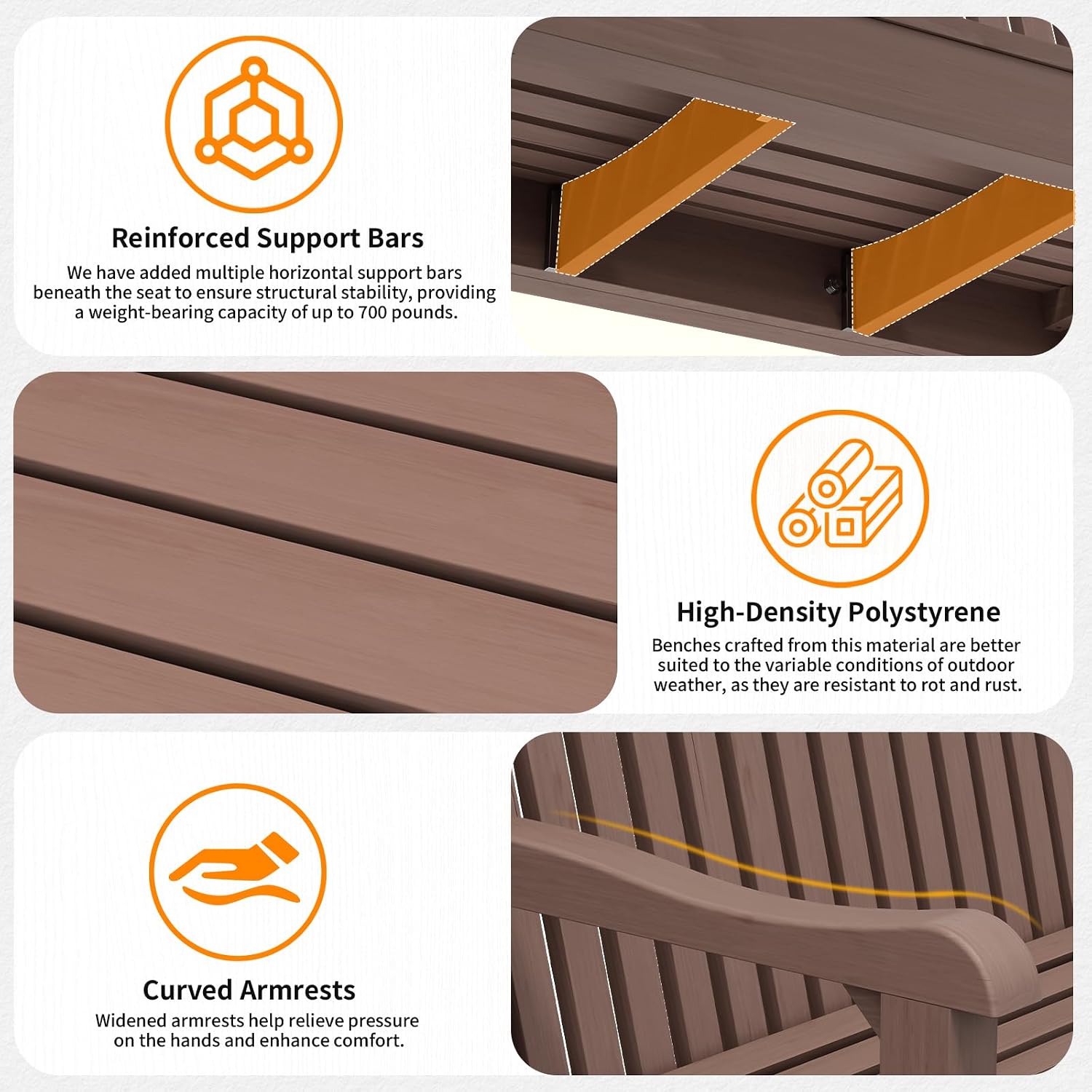 Brown Weatherproof Two Seat Bench