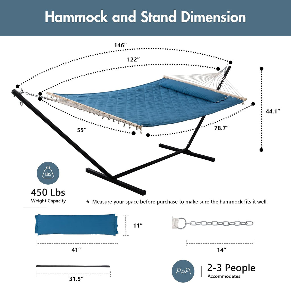 Blue Hammock Steel Stand Combo
