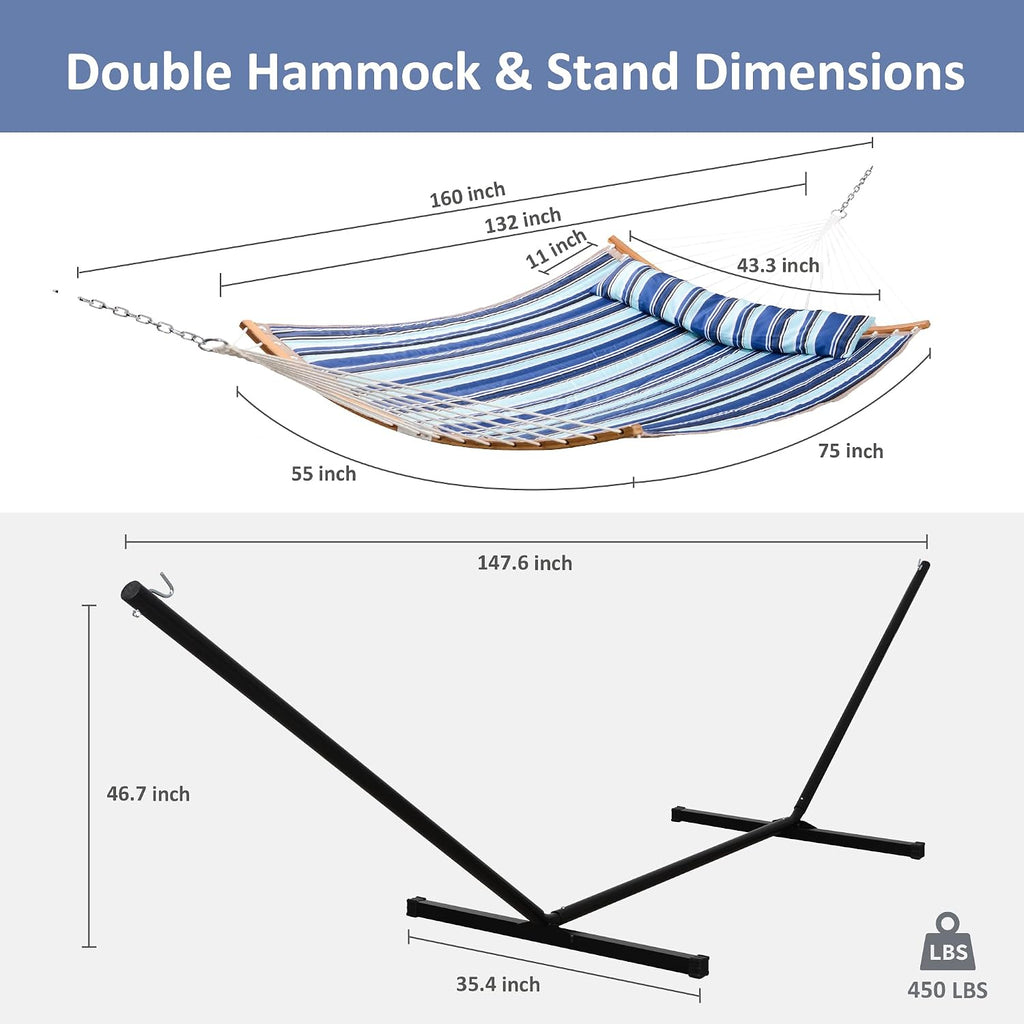 Blue Stripe Double Hammock Set