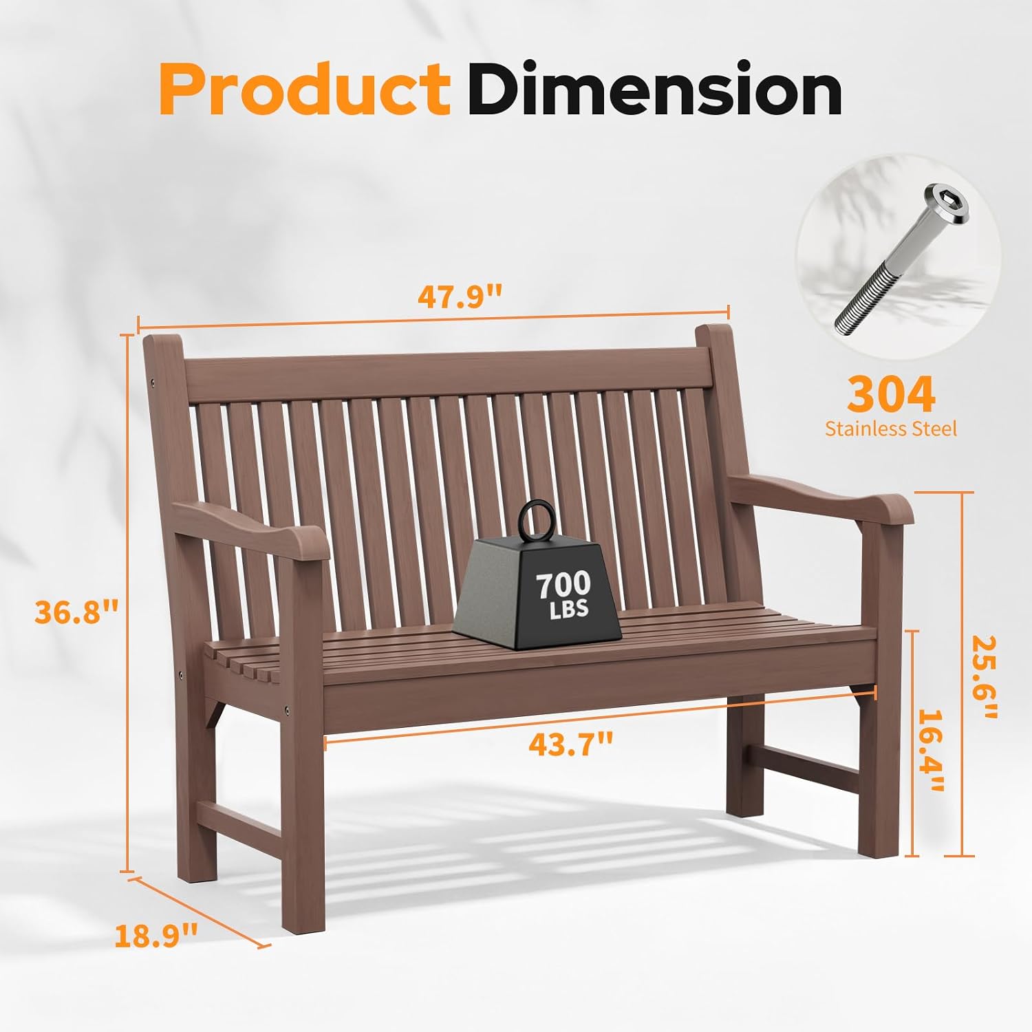 Brown Weatherproof Two Seat Bench