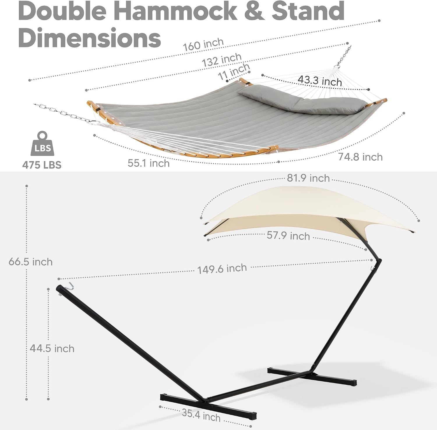 Gray Canopy Hammock With Stand