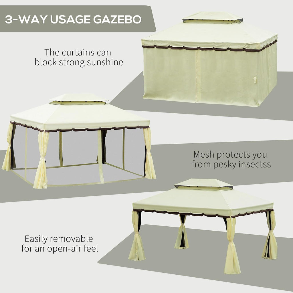 White Curtain Net Patio Gazebo