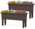 Two Brown Self-Watering Planters