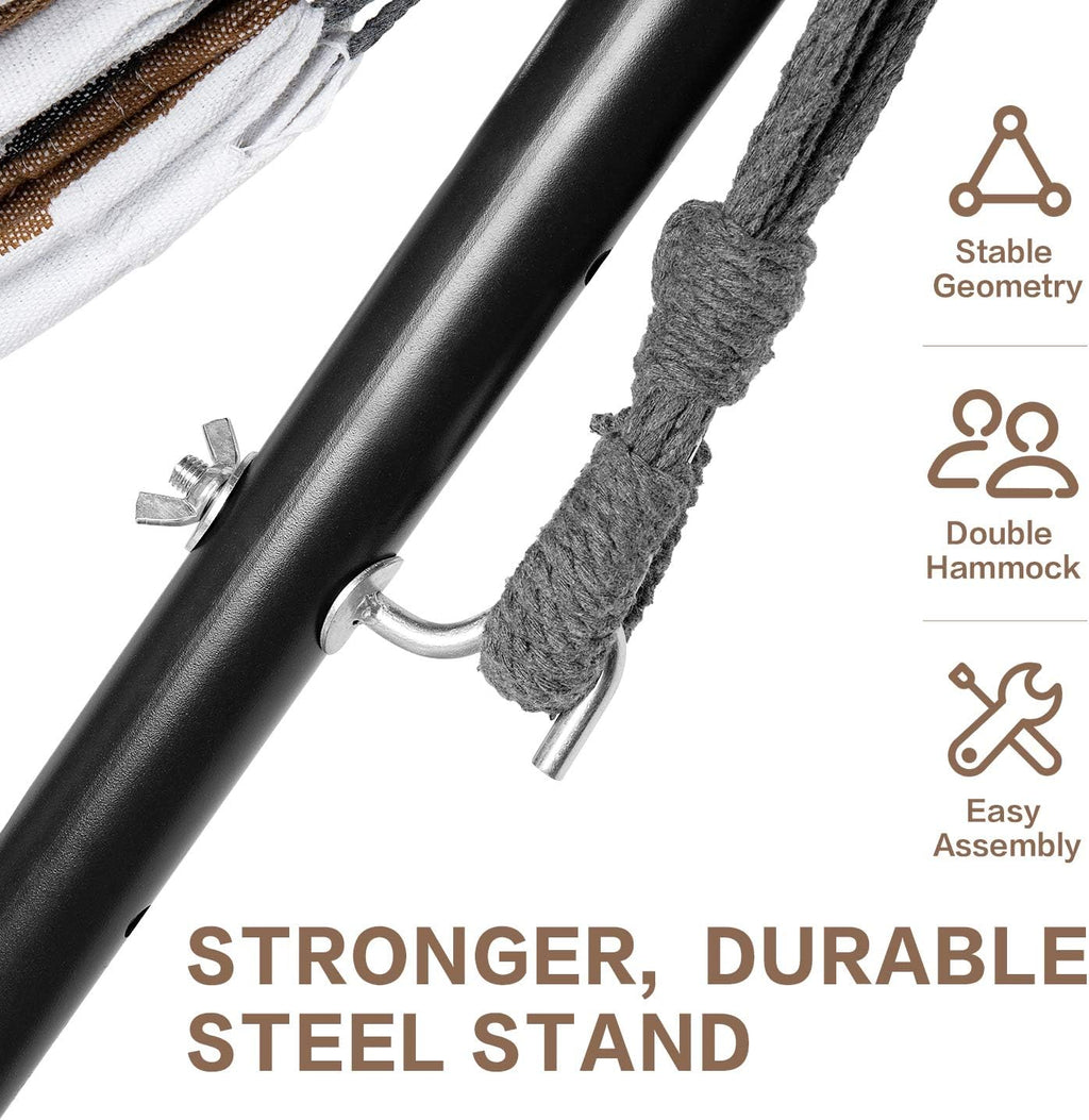 Coffee Double Hammock Stand Set
