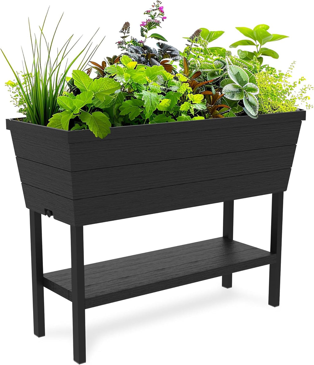 Grey Self-Water Garden Planter Bed