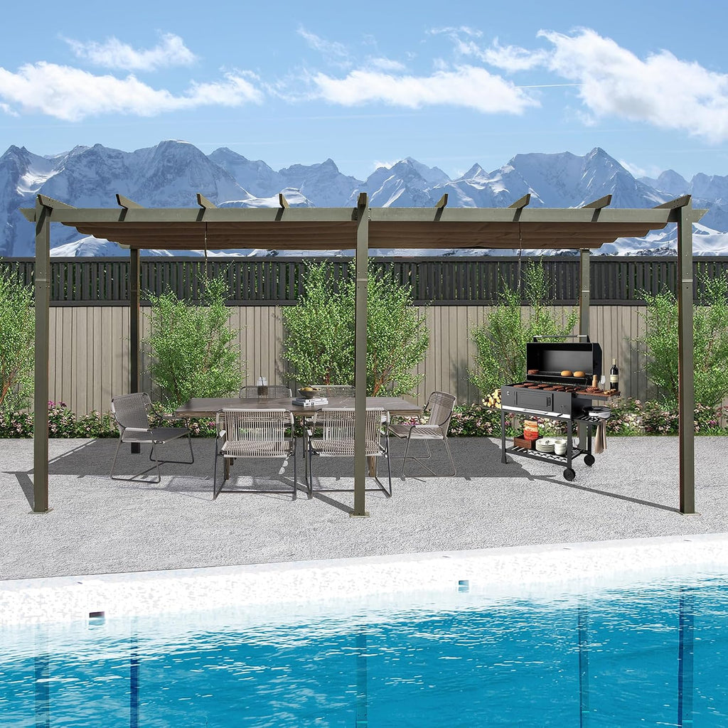 Gray Retractable Canopy Pergola