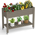 Wheeled Grey Self-Watering Planter