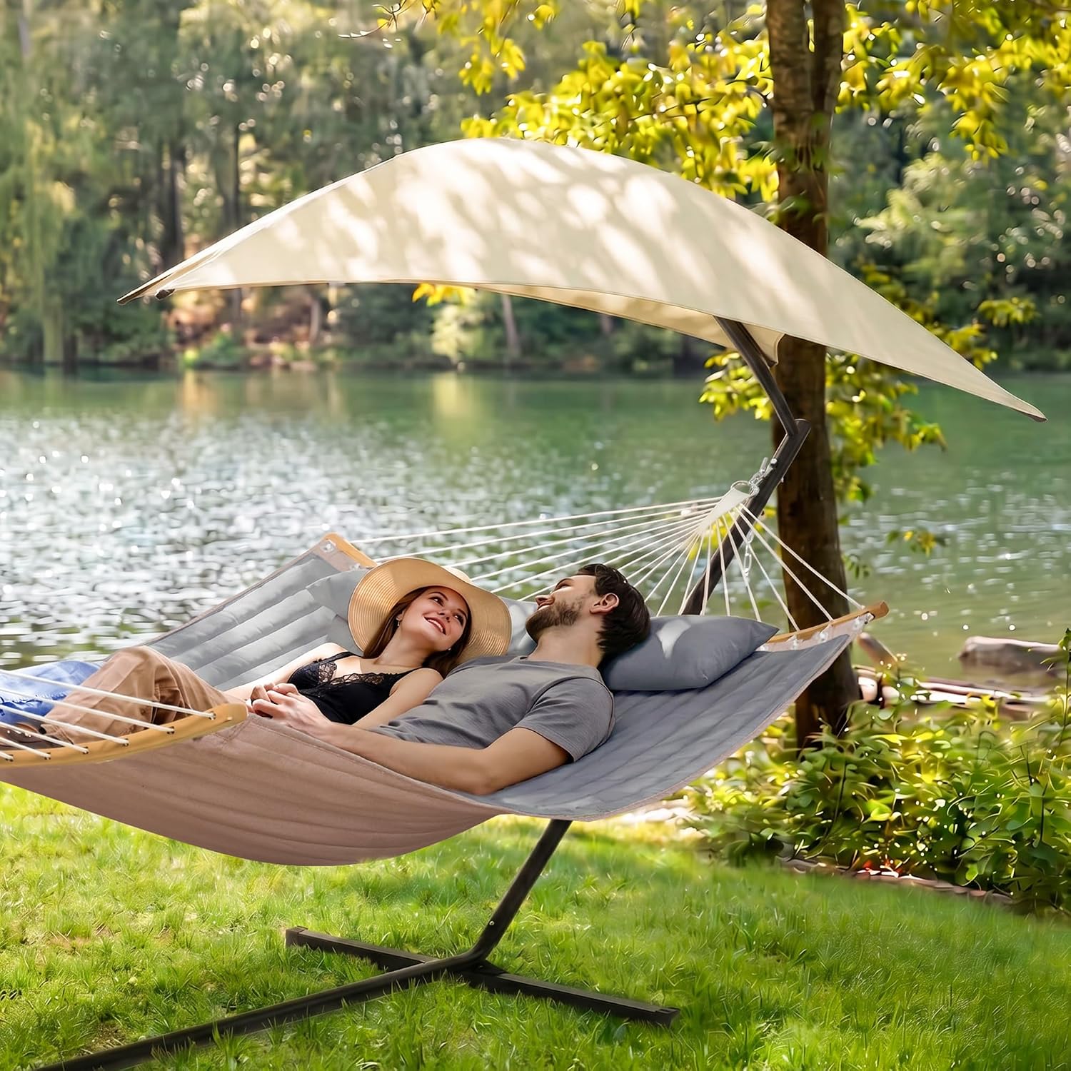 Gray Canopy Hammock With Stand