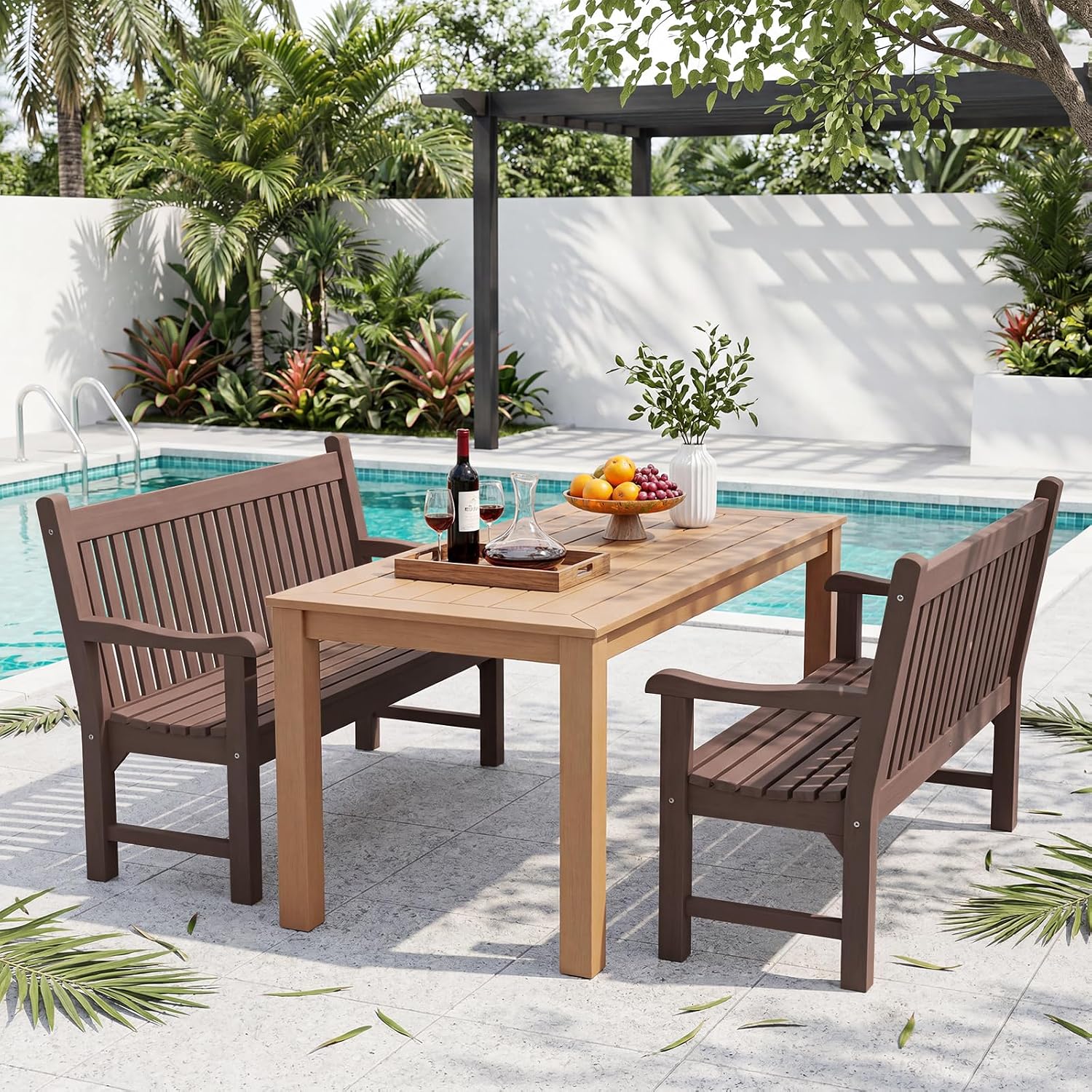 Brown Weatherproof Two Seat Bench