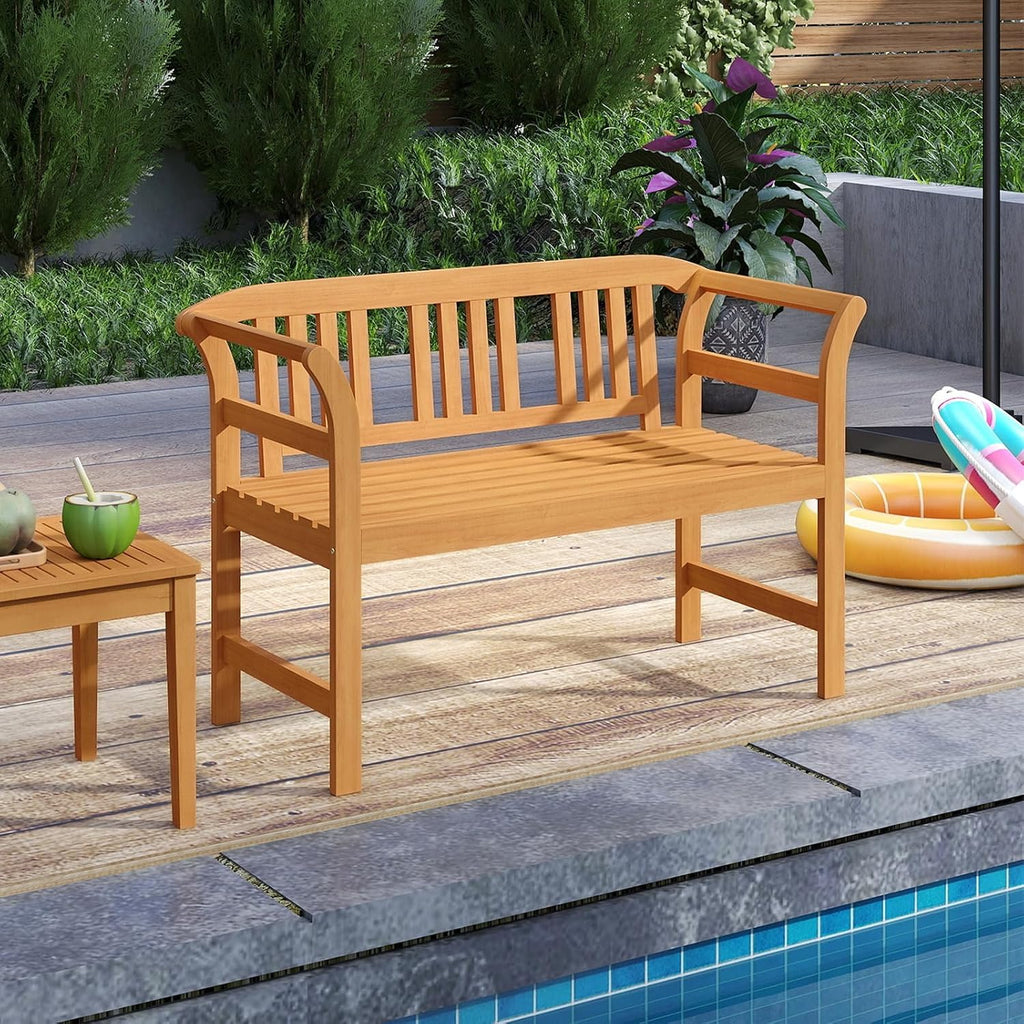 Acacia Wood Two Person Patio Bench