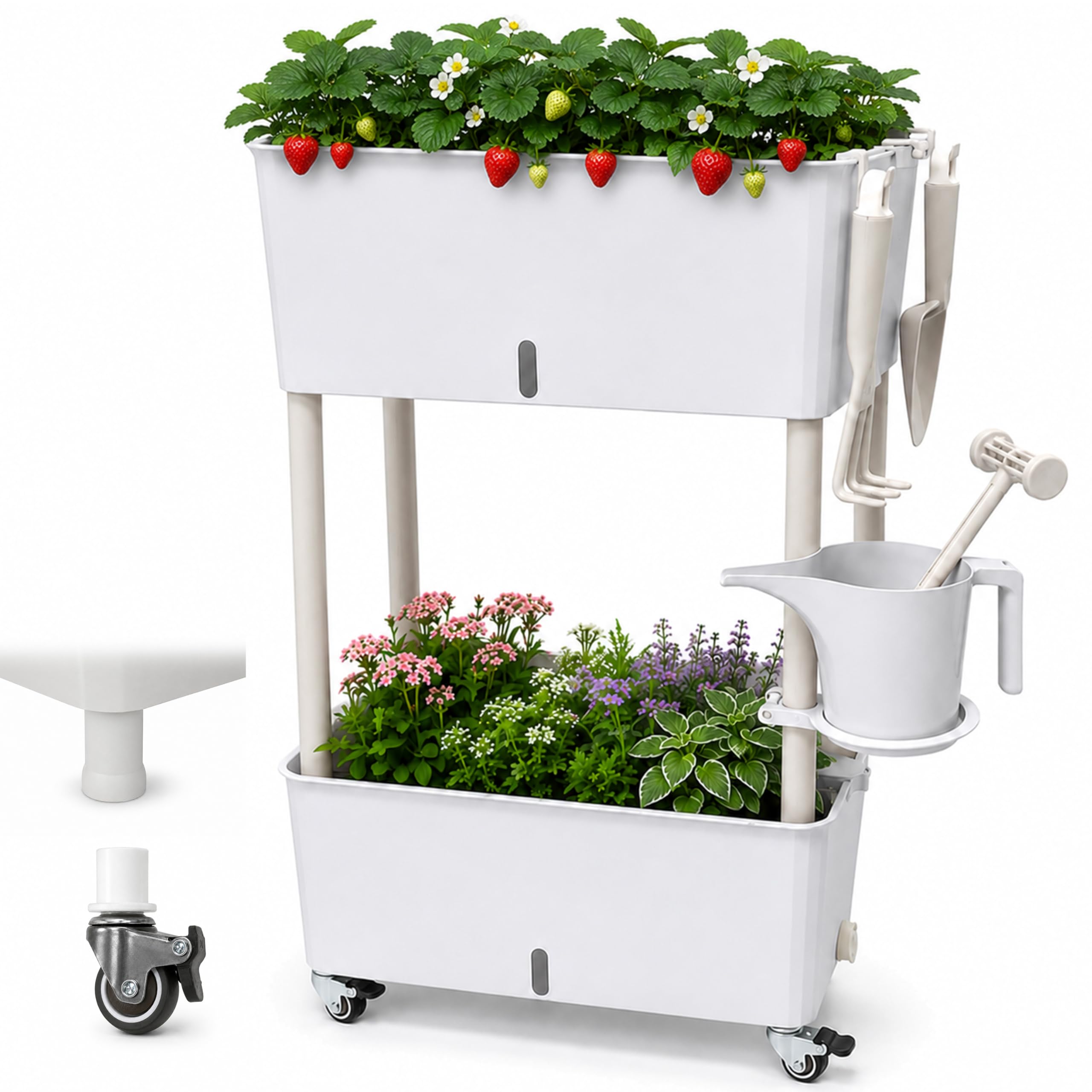 Two-Tier Wheeled Self-Water Planter