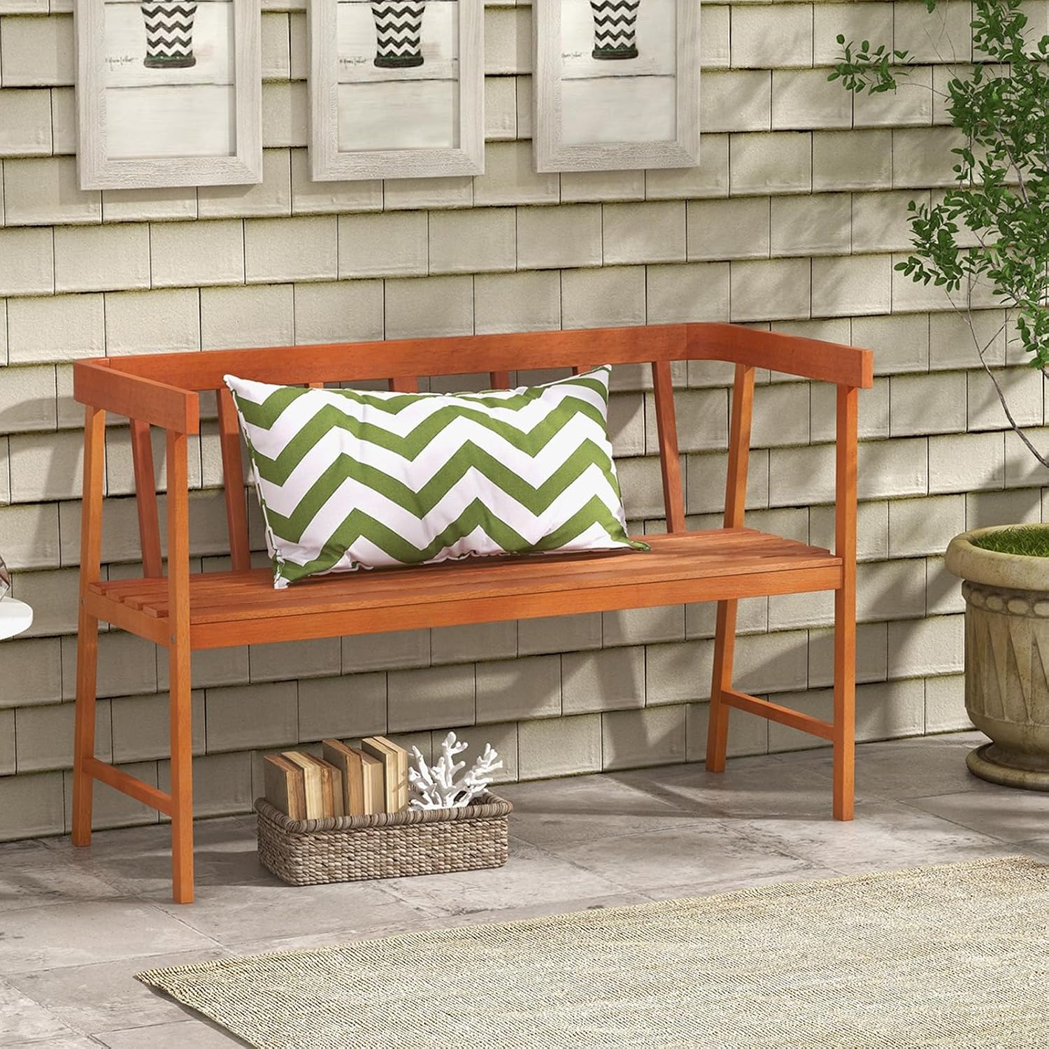 Eucalyptus Wood Two Seat Bench