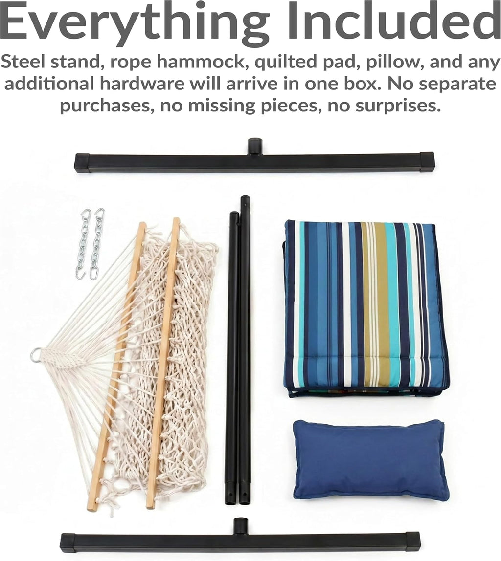 Steel Frame Rope Hammock Set