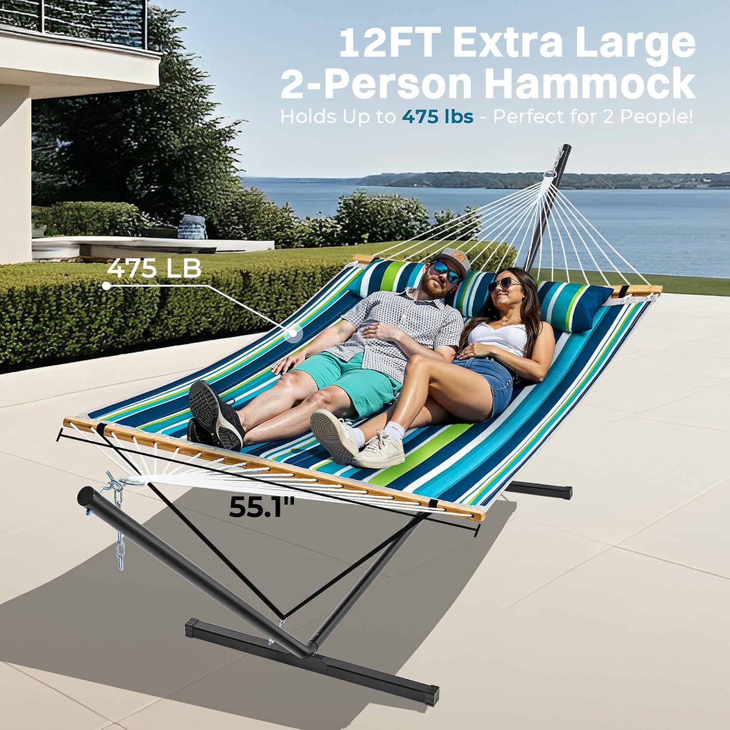 Dual Quilted Hammock Stand Set