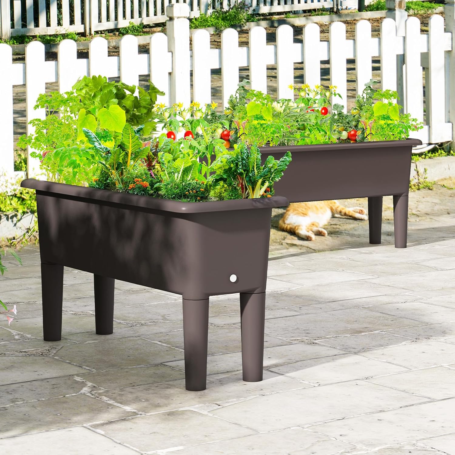Two Brown Self-Watering Planters