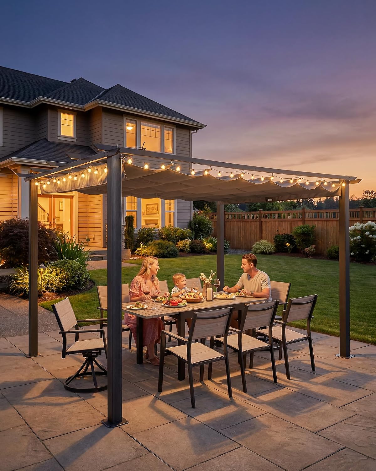 Grey Retractable Aluminum Pergola