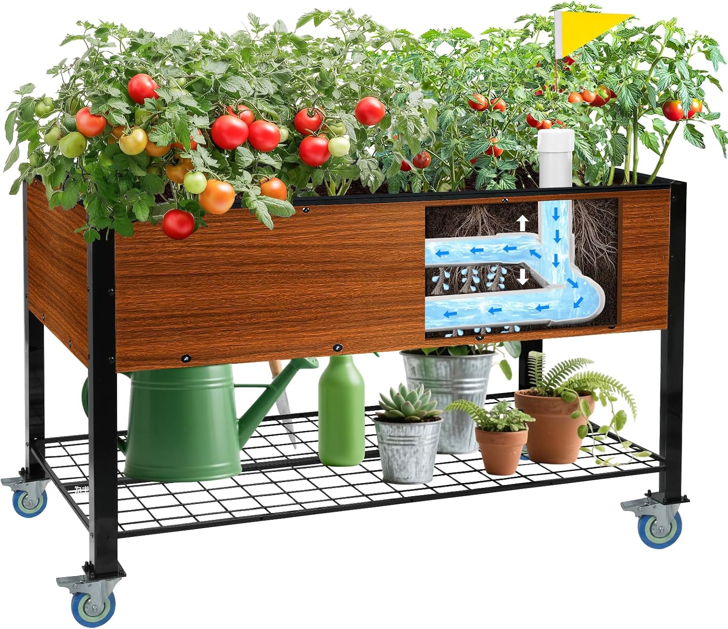 Wheeled Self-Watering Planter Box