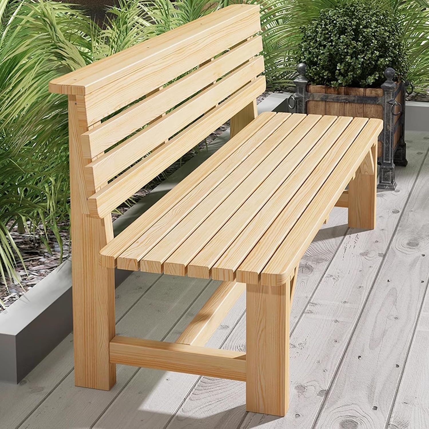 Solid Wood Two Seater Garden Bench