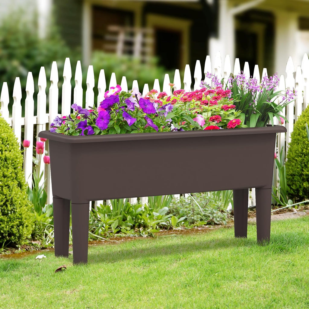 Two Brown Self-Watering Planters