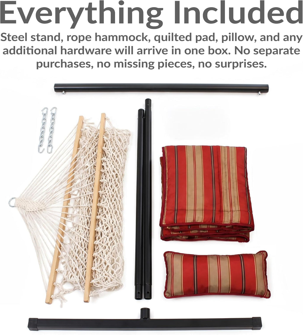 Striped Rope Hammock Steel Set