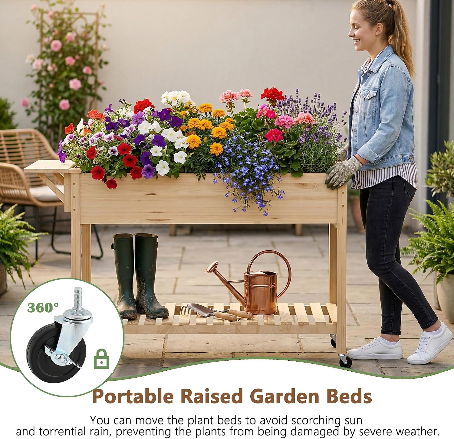 Wheeled Self-Watering Planter Box